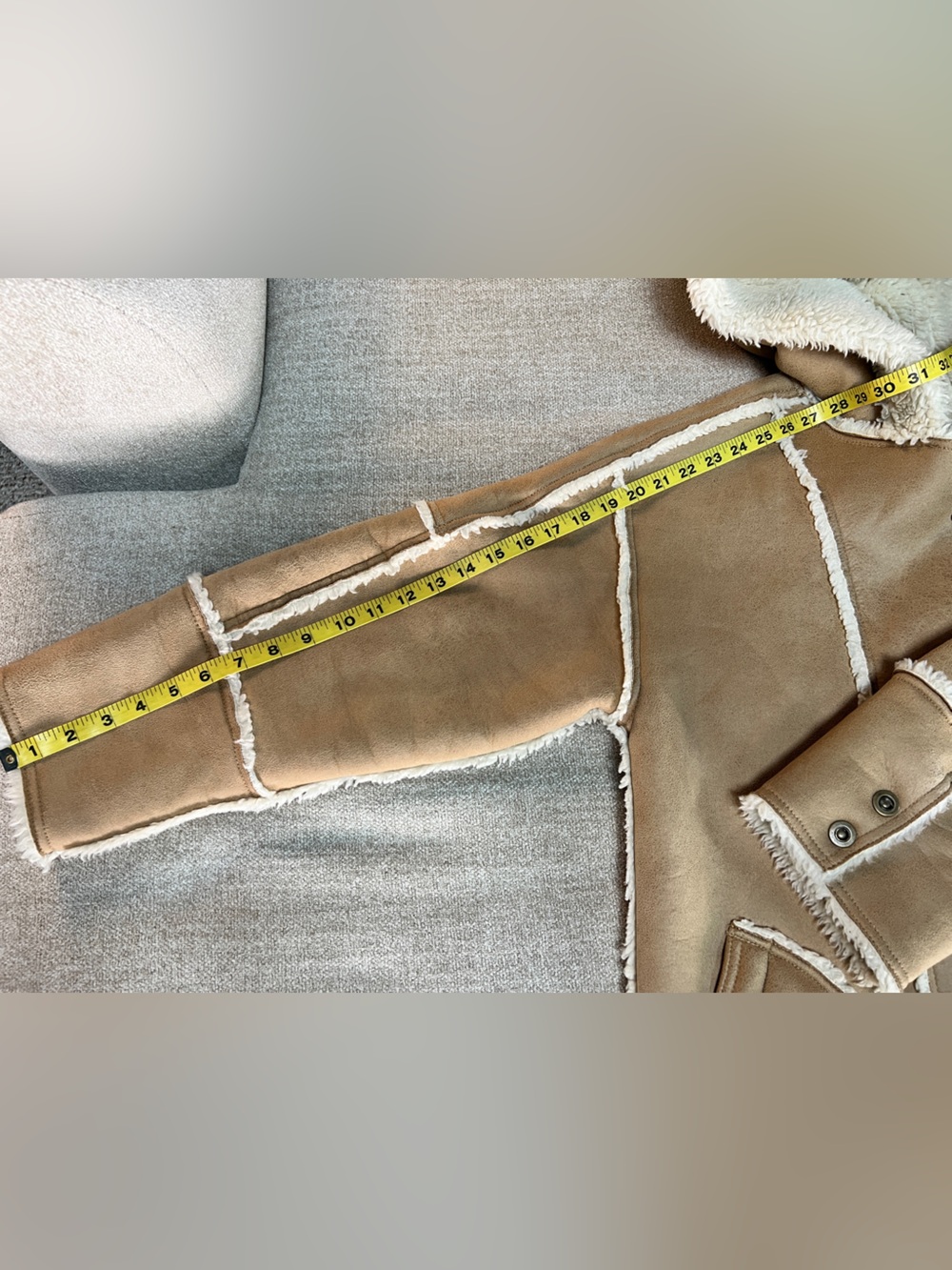 Anthropologie x Pilcro Hooded Sherpa Coat. Camel and Cream. Size Petite Small - Picture 14 of 14